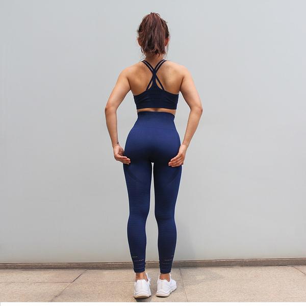 blue textured matching legging and top