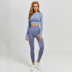 Women's Blue Seamless Top and Legging