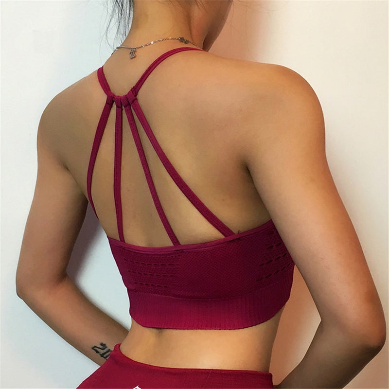 red seamless sports bra