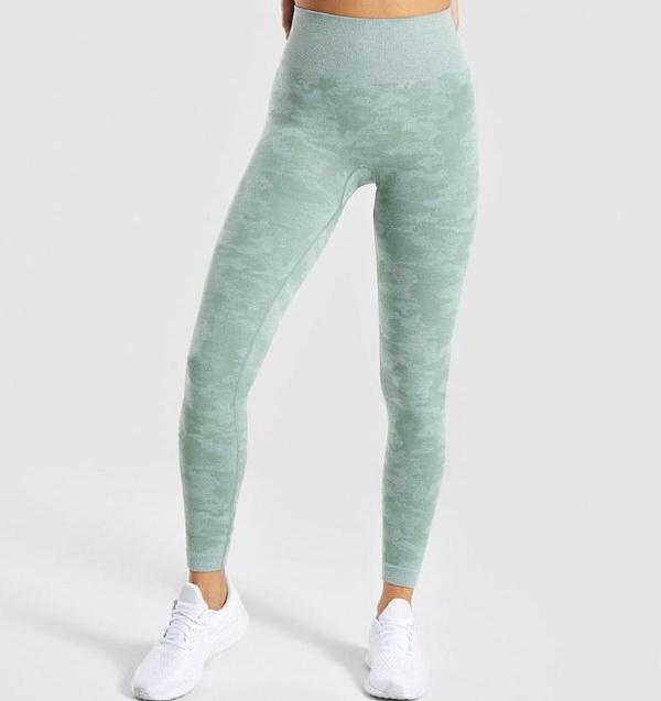 green seamless camo leggings