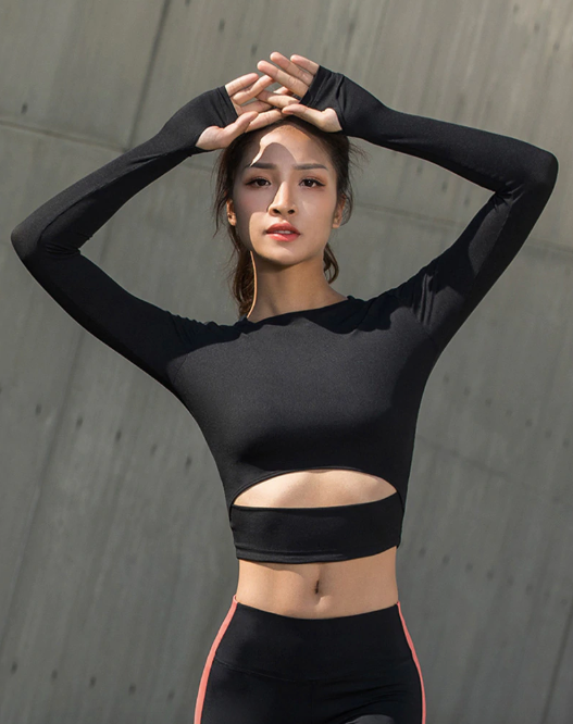 Black long sleeve active top