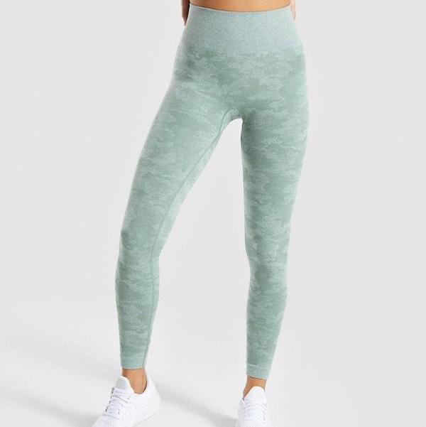 green seamless camo leggings