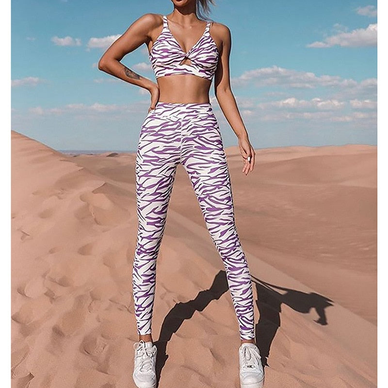 Vidiot Striped Print Athleisure 2Pc Matching Set