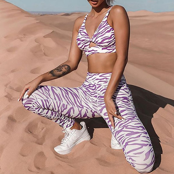 Vidiot Striped Print Athleisure 2Pc Matching Set