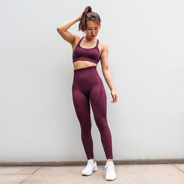 red breathable sports bra and legging