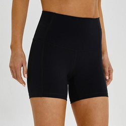 women's black high waist gym shorts